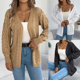 Early Autumn Casual Hollow Lantern Long-Sleeved Sleeve Sweater Long Coat Women's