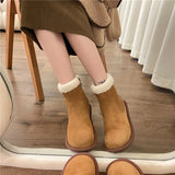 Boots Women 2025 Winter New Sen Series Retro Plus Velvet Cotton Shoes Soles Of Casual Hair To Keep Warm Short Boots