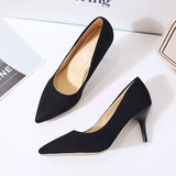Spring New Large-Size High-Heeled Single-Shoe Rubber Sheel Fine Heel Light-Mouthed Women's Velvet High-Heeled