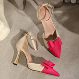 Women's High Heels Fashion Women's Shoes Bow Hollow Fine Heel Head Bow Ladies Shoes Muller Women's