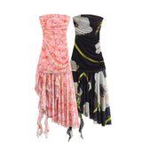 Women's Clothing 2025 Summer New Fashion Irregular Printing Net Tsets