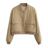 Color 2025 Spring And Autumn New Stand-Up Big Pocket Women's Jacket Women's