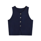 Women's Clothing 2025 Autumn And Winter New Fashion Two-Color Flat Needle Short Vest