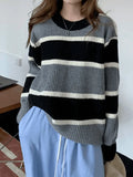 Color Block Striped Knit Sweater- Outfit