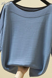 Fashion Women Tops Knitted Solid Tshirt Ice Silk Pullover Short Sleeve Loose Thin Tops Women's Clothing New Clothes