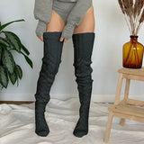 Zingj And Winter Solid Color Hollow Out Mesh Long Tube Over The Knee Pile Pile Socks Women's Knitting