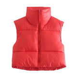 Color Double Pocket Collar Cotton Vest 2025 Autumn And Winter New Color Repair Cotton Vest
