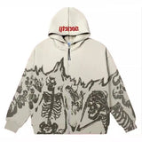 Zingj Millennium Wind Round Collar Skeleton Hoodie Couples Style 2023 Autumn And Winter New Long-Sleeved Skull