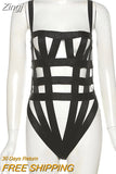 Cleavage Bodysuit Women Sexy Mesh Stitching Charming Midnight Style One Piece Sleeveless Sheath Slim Female