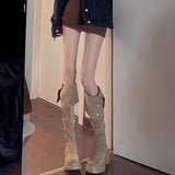 Show High] Maillard Two Folded Over The Knee Long Boots Women Thick And Thick Bottom Increase Display Thin High Barrel Knight