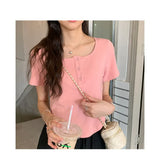 Zingj T-Shirt Female 2024 Summer New Korean Version Casual Show Thin Inside The Students Slim High Waist Student Jacket