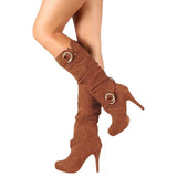 Autumn And Winter Large-Size And High-Hee Women's Boots Long-Sleeve Women's Boots Wish Waterproof Platform Elastic