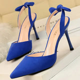 Shoes Bow-knot Women Sandals Suede Women Shoes Stiletto Heeled Sandals Summer High Heels Women Pumps Fashion