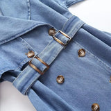 Women's Spring And Autumn New Loose Double Buckle With Belt Denim Wind Coat British