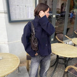 Women's Clothing Explosion Short-Term Collar Single Buckle Temperament Wool