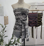 Shot Y2k With Chest Pads With Chest Pads To Wear Chest Vest Irregular Belt Strap Short Tie-Dye Letter Print Top