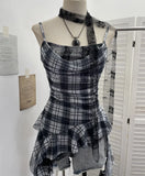 Lattice Splicing Lace Ribbon Ribbon Swing Tie Sling Sling Vest Irregular Lotus Leaf Side Hottie Top
