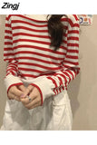 Women Spring Autumn Striped 3 Colors Simple All-match Fit Girl Cute Fashion Korean Style Leisure Comfortable
