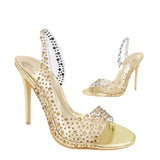 Zingj Size Sandal Women 2023 Summer New Pointed Rhinestone Transparent Sexy Fashion High