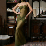 Zingj Women's Winter 2023 New Sexy Hot Girl Yi Mengling With The Same Wrapped Chest Sequin Micro Transparent Fishtail