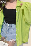 Sunscreen Shirt Long Sleeve Shirt Women Fashion Tops Outerwear Candy-colored Blouse Loose Clothes Blusa Elegant