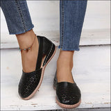 Summer Large-Size Casual Sandals Women's Slopes Hollow Pure Color Single Shoes Low-Heeled Sandals