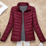 Large Size Plus Fat Down Jacket Female Light Korean Version Fashion Standing Collar Short Fat MM White Duck Down Coat Tide-Outfit