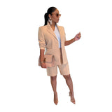 Color Women's Polyester Coat Shorts Two-piece