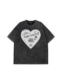 Love Print Short-Sleeved T-Shirt Women's Summer New Water Wash To Make Old Design Feel Bottoming Top