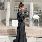 Dress Early Autumn Long To Ankle Thin A-Size Dress High Waist Oceanic Fatmm Long
