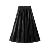 Metallic Metallic Bright Silk Organ Skirt Long Skirt Spring And Autumn Folding Skirt Skirt Skirt