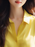 Sense Gentle Windy Yellow Beautiful Shirt Simple Commute Small Fashion Age-Dense Stated Set-Tite Shirt