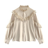 Blusas Casual Women Tops and Blouses Lace Blouse Vintage Women Autumn Lantern Long Sleeve Top Elegant Loose Shirt