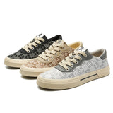 Autumn New Men's Shoes Fashion Small Casual Men's Canvas Shoes Print Low-Top Flat-Bottomed