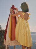 And Summer 2025 New Sexy Yellow Bare Back Three-Dimensional Flower Sling