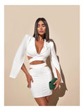 Autumn Women's Sexy Ass Dress Female White High-End Temperament Long-Sleeved Small Suit Dress