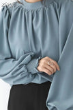 Loose Puff Long Sleeve Shirts Women 2023Spring Autumn Korean Fashion Chiffon Blouse Women Solid Tops New Blusas