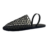 Retro Hollow Fishing Net Woven Sandals Women 2025 New Flat Bottom Comfortable Casual Slippers
