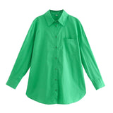 Women's Clothing 2025 Summer New Loose Cotton Pocket Dress Long-Sleeved Shirt Top