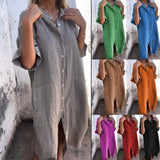 New Spring And Summer Loose Leisure Sleeve Cotton Shirt Dress