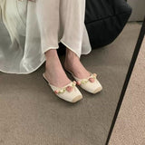 Women 2025 Spring New Flat Bottomed Fairy Wind Single Shoes Wearing Cold And Dragging Pink Muller Women's