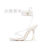 High-Heeled Square Fashion Women's Walking Show Fine Heel Sandals Heels Thin Belt Combination Of Cool