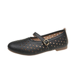 Hollow Mary Treasure Shoes Women 2025 Autumn Round Head Casual Button Button Single Shoe Trend Hit Female