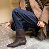 Loose Sleeve Slope And Straight Sleeve Boots 2025 Autumn And Winter New Fashion Square Head Temperament Short Boots
