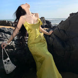 Zingj French Dress High End Collar Slit Evening Dress Double Halter