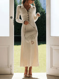 Fashion Knitted Long Dress Slimy Temperament Long-Sleeved