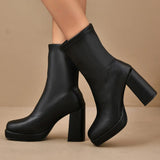 Thick-Bottomed High-Heeling Elastic Boots Women 2025 Autumn And Winter New Thickening And Waterproof Table Short Boots Thin