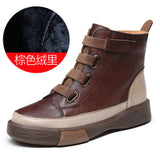 Leather Boots Children Winter New Soft Base Of High-Top Women's Shoes Magic Stick Martin Boots Women Retro