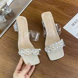 Women's New Transparent Sandals In The Summer Of 2025 Wear Thick And Water Drill Crystal High-Heeled