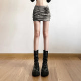 Zingj New Summer Sexy Hot Girl Style Small Personality Street Design Sense Show Thin Slim Rose Short Skirt Woman-Outfit